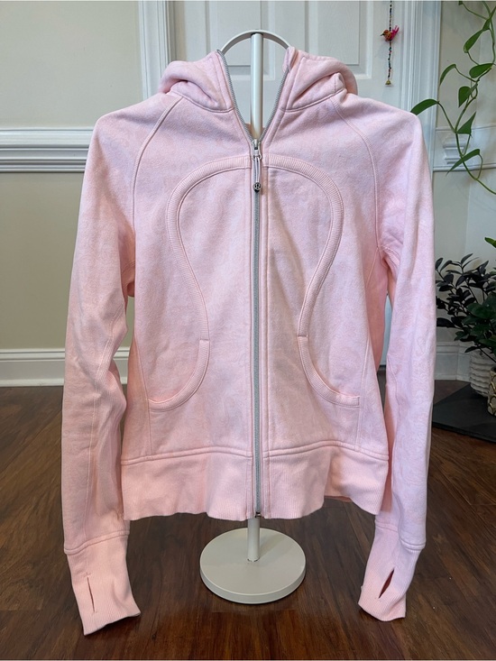 lululemon athletica Tops - Lululemon Scuba Full Zip Hoodie Pink Size 10 Ribbed Sides Thumbholes Soft Fleece